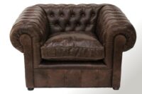 Sillón Chesterfield de 1 cuerpo en cuero vacuno gastado — Chestermanía